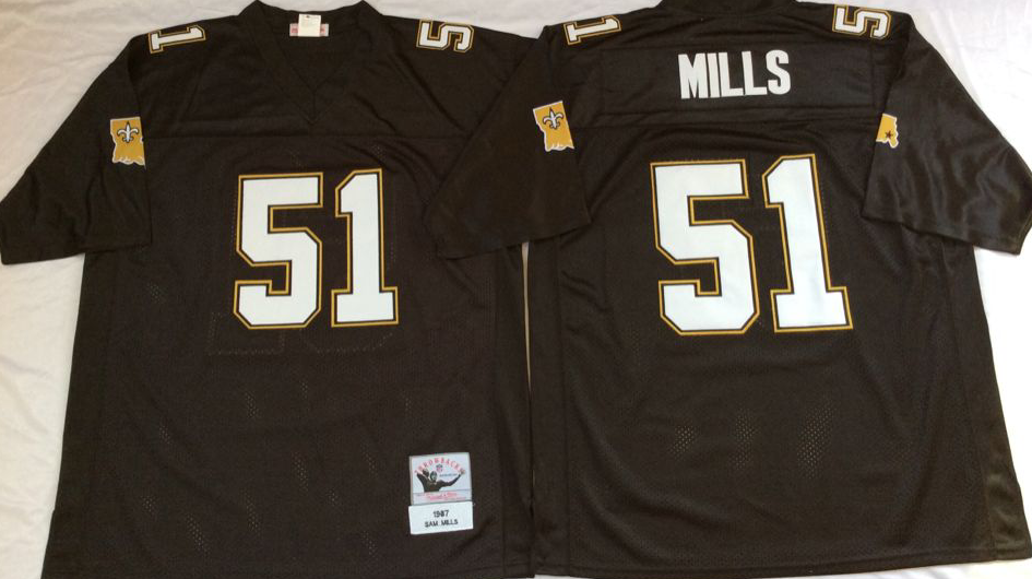 Men NFL New Orleans Saints #51 Mills black Mitchell Ness jerseys
